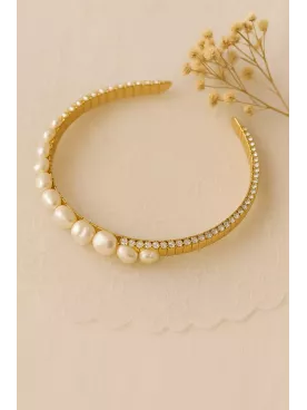 Tyrrhénienne- Serre-tête Perles Nacrées Swarovski  Ornement cheveux coiffure Mariée