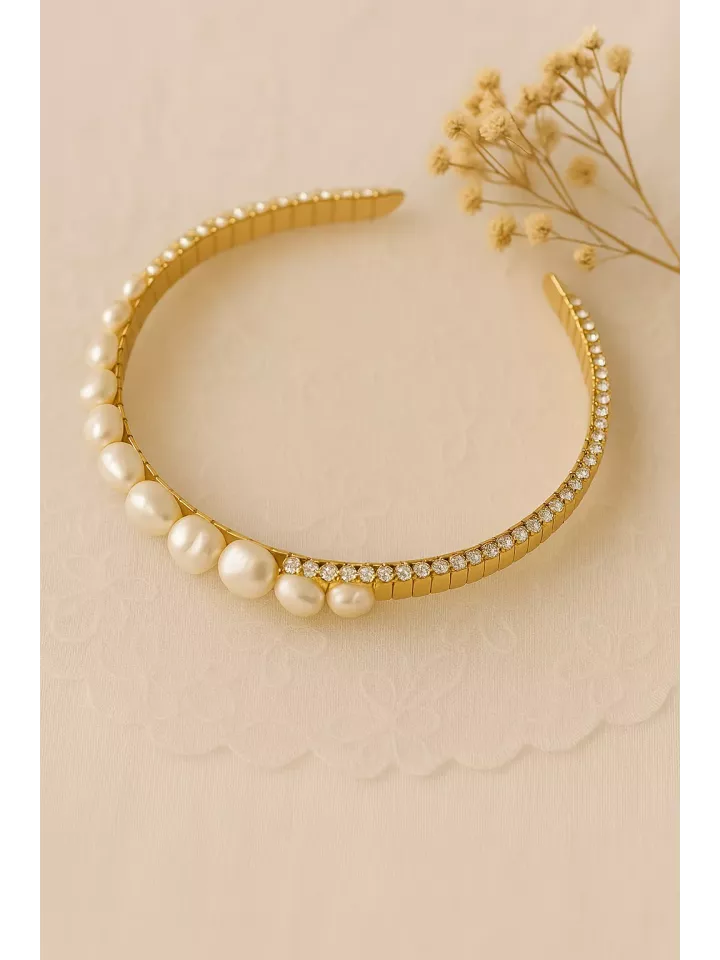 Tyrrhénienne- Serre-tête Perles Nacrées Swarovski  Ornement cheveux coiffure Mariée