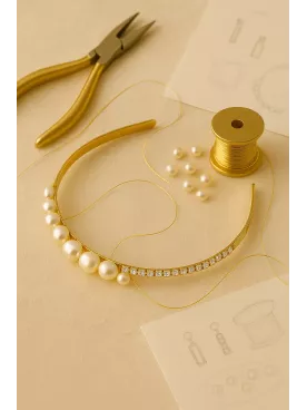 Tyrrhénienne- Serre-tête Perles Nacrées Swarovski  Ornement cheveux coiffure Mariée