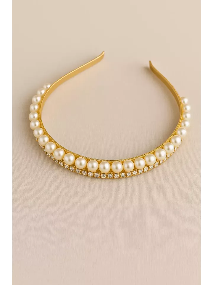 Perlazur– Serre-tête Perles Nacrées Swarovski et strass Ornement cheveux coiffure Mariée Perlazur– Serre-tête Perles Nacrées Swarovski et strass Ornement cheveux coiffure Mariée