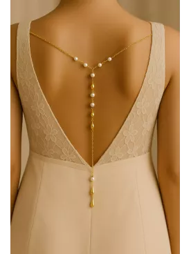 Caraïbes– bijou de dos pour mariée, à coudre, orné de perles nacrées Swarovski