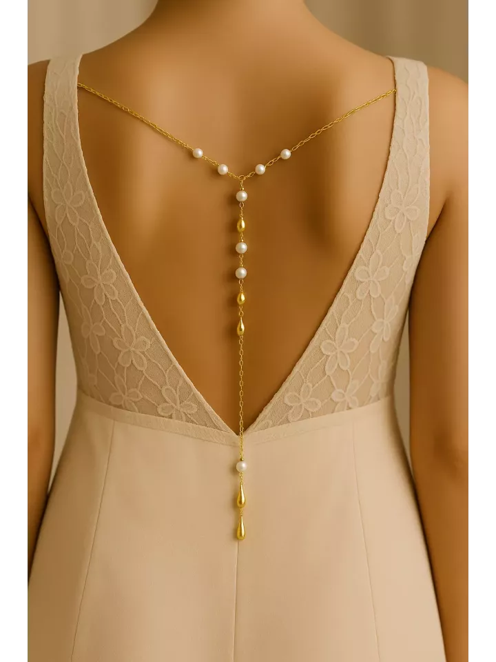 Caraïbes– bijou de dos pour mariée, à coudre, orné de perles nacrées Swarovski Caraïbes– bijou de dos pour mariée, à coudre, orné de perles nacrées Swarovski