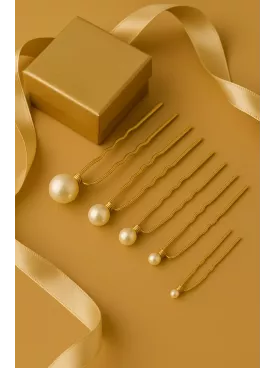 Lot de 5 pics à cheveux de mariage ornés de perles nacrées en cristal Swarovski