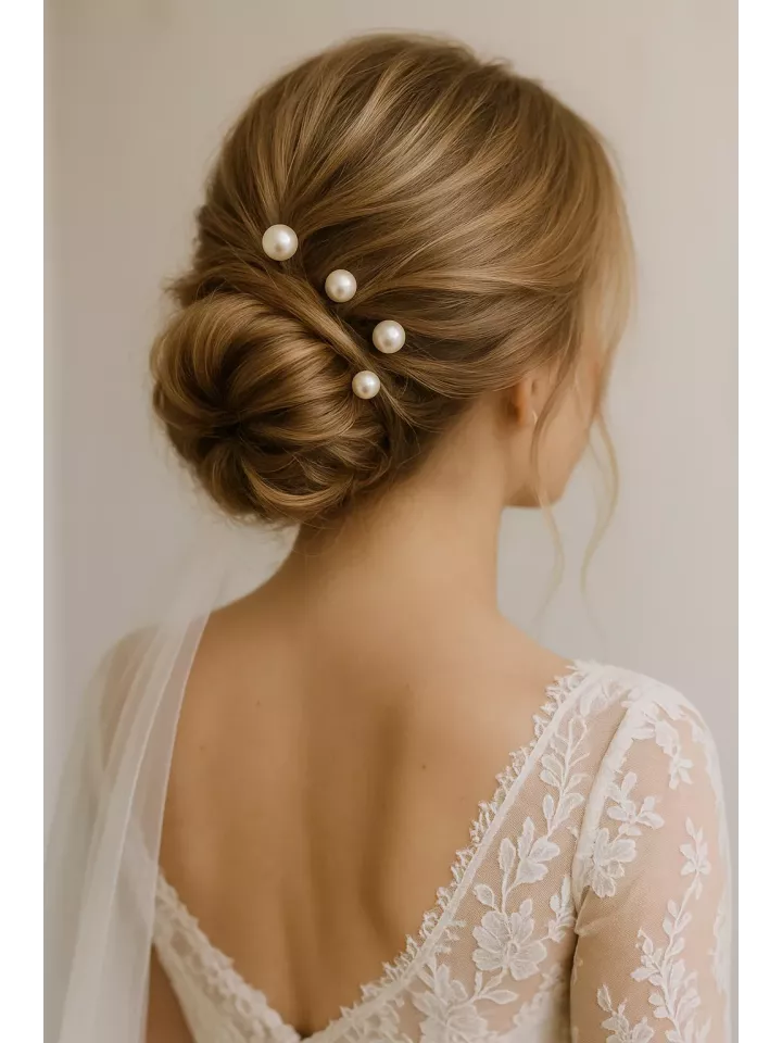 Lot de 4 pics à cheveux de mariage ornés de perles nacrées en cristal Swarovski Lot de 4 pics à cheveux de mariage ornés de perles nacrées en cristal Swarovski