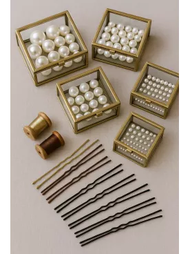 Lot de 4 pics à cheveux de mariage ornés de perles nacrées en cristal Swarovski