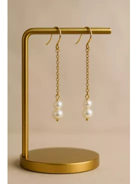 Élégie – Boucles d’oreilles mariée en acier inoxydable doré – Perles Swarovski et raffinées