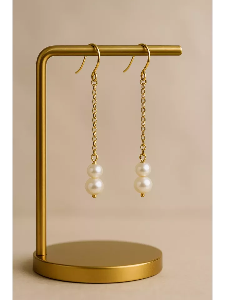 Élégie – Boucles d’oreilles mariée en acier inoxydable doré – Perles Swarovski et raffinées Élégie – Boucles d’oreilles mariée en acier inoxydable doré – Perles Swarovski et raffinées