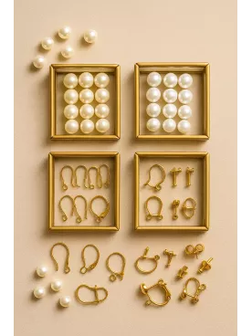 Boucles d’oreilles mariée en acier inoxydable doré – Perles Swarovski et raffinées-Élégie