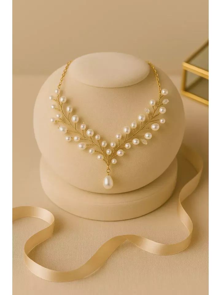 Gaube – Collier de mariée raffiné en perles d’eau douce véritables Gaube – Collier de mariée raffiné en perles d’eau douce véritables