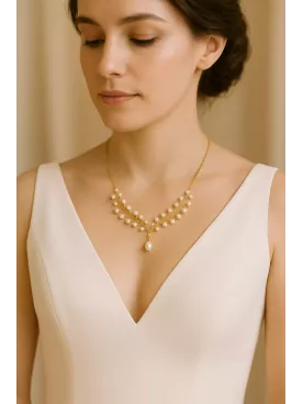 Gaube – Collier de mariée raffiné en perles d’eau douce véritables