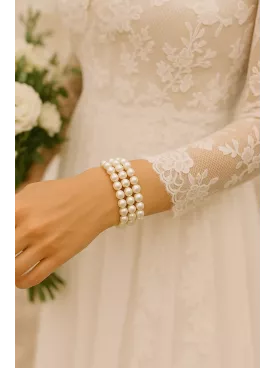 Côme - Bracelet de mariée à 3 rangs de perles nacrées Swarovski