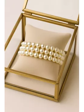 Côme - Bracelet de mariée à 3 rangs de perles nacrées Swarovski