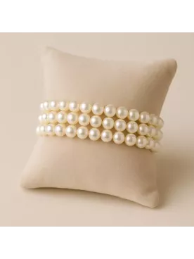 Côme - Bracelet de mariée à 3 rangs de perles nacrées Swarovski