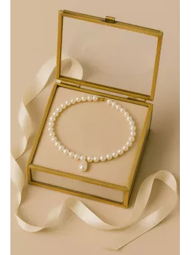 Garde – Collier de mariée en perles nacrées Swarovski et goutte centrale