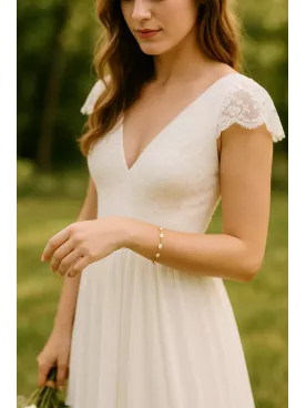 Énora - Bracelet perles d’eau douce véritables – Bijou fin doré et élégant – Bracelet mariage