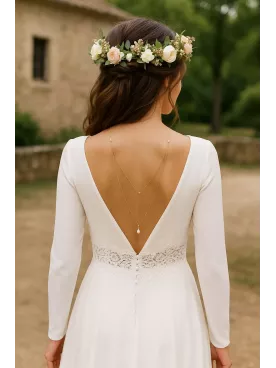 Balaton– Collier de dos mariage doré et perles nacrées, bijou délicat pour robe dos nu