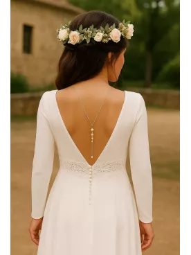 Tonlé Sap – Collier de dos mariage doré et perles nacrées, bijou délicat pour robe dos nu