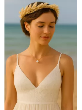 Deneb – Collier de dos mariage doré et perles nacrées, bijou délicat pour robe dos nu
