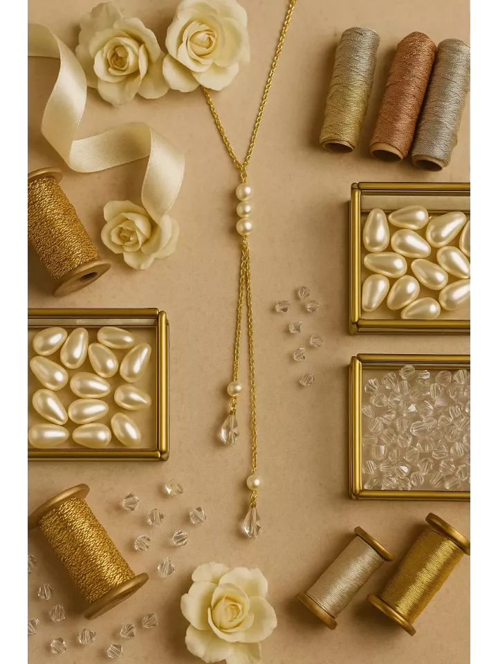 Lysandre - Collier de dos mariée Doré avec Perles Nacrées – Bijou Mariée Élégant pour Robe Dos Nu