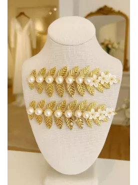 Como – Lot de 2 pinces cheveux mariée avec fleurs nacrées et perles Swarovski