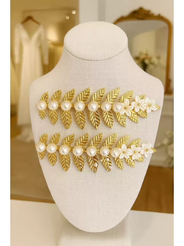 Como – Lot de 2 pinces cheveux mariée avec fleurs nacrées et perles Swarovski