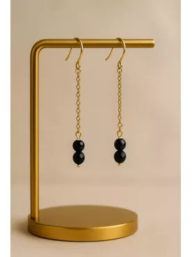 Nocta-Boucles d’oreilles-Doré & cristal noir-Cadeau élégant pour témoin, maman ou soirée chic