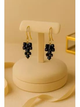 Vérone-Boucles d’oreilles-Doré & cristal noir-Cadeau élégant pour témoin, maman ou soirée chic