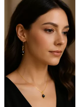 Paris – Collier doré & cristal noir | Cadeau élégant pour témoin, maman ou soirée chic