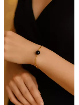 Punaauia Bracelet  – Doré & Cristaux Noirs | Cadeau élégant pour témoin, maman ou soirée chic