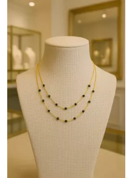 Léliel – Collier raffiné à double rang de cristaux noirs, parfait pour une soirée ou un cadeau