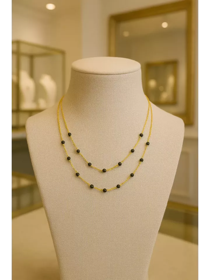 Léliel – Collier raffiné à double rang de cristaux noirs, parfait pour une soirée ou un cadeau