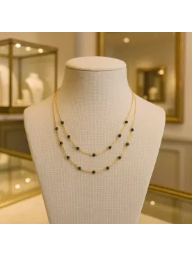 Léliel – Collier raffiné à double rang de cristaux noirs, parfait pour une soirée ou un cadeau