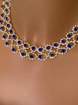 Collier ras du cou bleu – Bijou chic pour mariée ou invitée