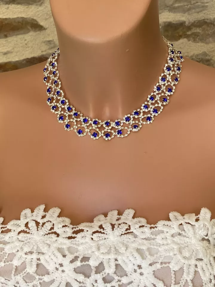 Collier ras du cou bleu – Bijou chic pour mariée ou invitée