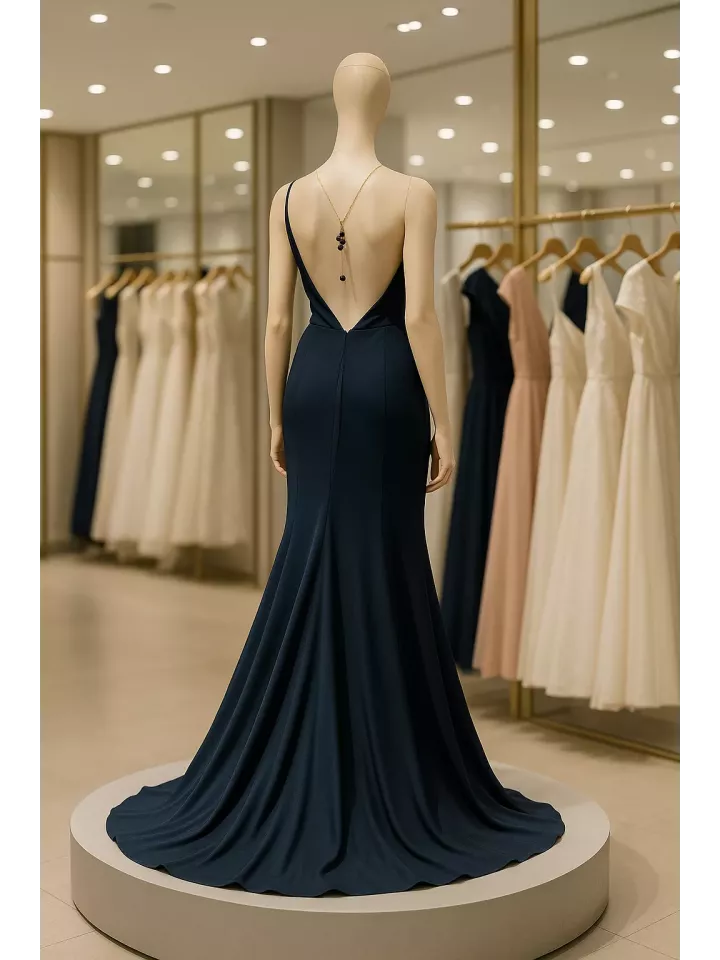 Favia – Collier de dos en acier inoxydable doré, cristal noir | Bijou créateur mariage, mariée, soirée ou cadeau témoin