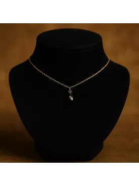 Favia – Collier de dos en acier inoxydable doré, cristal noir | Bijou créateur mariage, mariée, soirée ou cadeau témoin