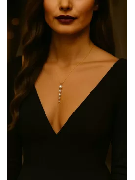 Stylophora – Collier en acier inoxydable doré et perles Nacrées| Bijou créateur mariage, mariée, soirée ou cadeau témoin