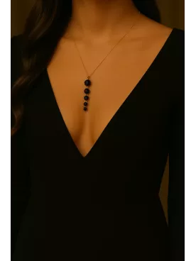 Noctis – Collier de soirée en acier inoxydable doré et cristal noir | Bijou créateur mariage & soirée