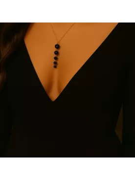 Noctis – Collier de soirée en acier inoxydable doré et cristal noir | Bijou créateur mariage & soirée