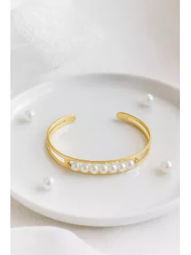 Rosa Mundi – Bracelet de mariée  – en perles nacrées de Swarovski