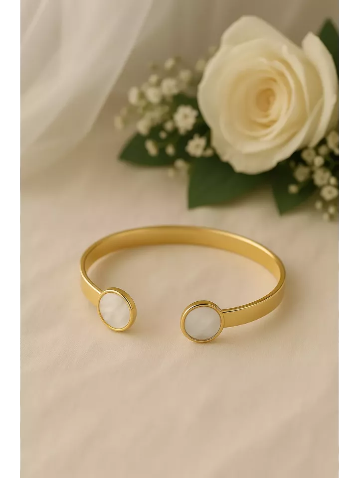 Bracelet Doré à l’Or Fin avec Cabochons en nacre – Douceur et Harmonie