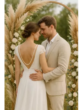 Cordillère – Collier de dos mariée en perles nacrées Swarovski, sautoir bijou délicat pour robe dos nu