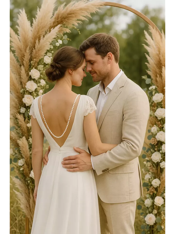 Cordillère – Collier de dos mariée en perles nacrées Swarovski, sautoir bijou délicat pour robe dos nu