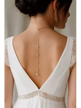 asmin– bijou de dos pour mariée,  orné de perles nacrées Swarovski