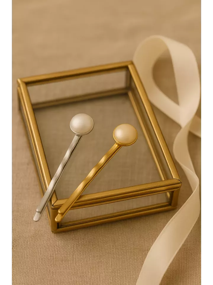 Elara - Barrette à cheveux 55 mm à décorer – Choisissez doré ou argenté avec cabochon nacré