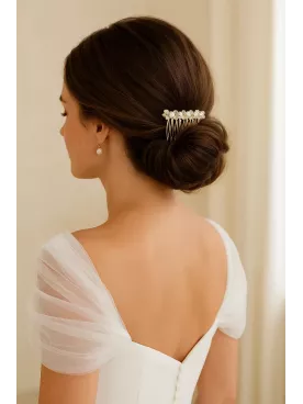 Héra – Peigne de mariée en perles nacrées & cristal de Swarovski