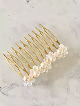 Héra – Peigne de mariée en perles nacrées & cristal de Swarovski