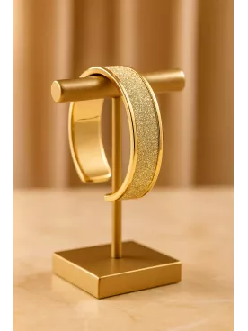 Eurydice – Bracelet mariée doré en laiton 15 mm avec ruban pailleté Gold Glitter | Bijou mariage chic et élégant