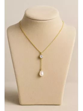 Iguazú – Collier Bohème Chic, Cabochon Cristal & Goutte Nacrée, Mariage Romantique