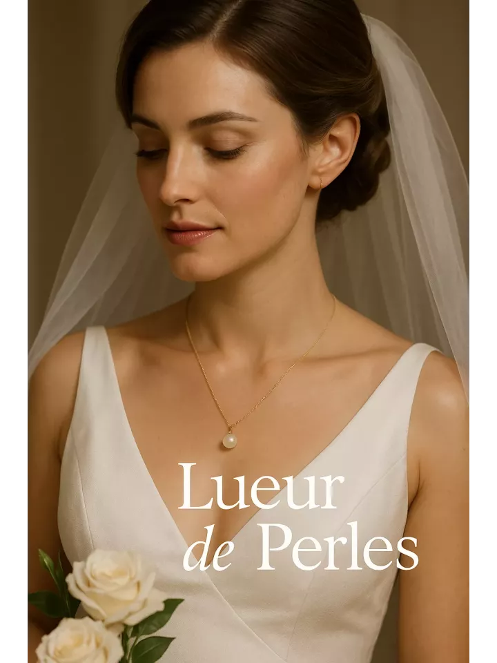 Lueur Solène – Collier de Mariage en Perle Swarovski | Modèle Épuré Nacrée